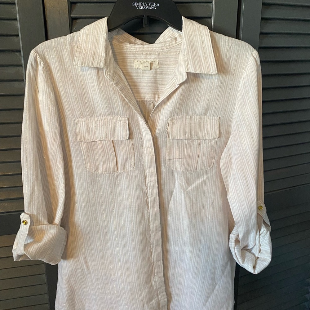 Charter Club Linen Blend Shirt -99% linen 1 % metallic